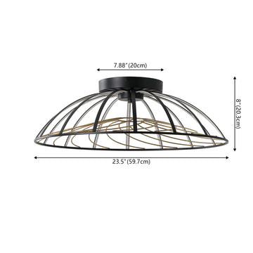 Ambros 23.5" Modern Industrial Metal Dimmable Stripe Half-Cage Integrated LED Flush Mount - JONATHAN Y